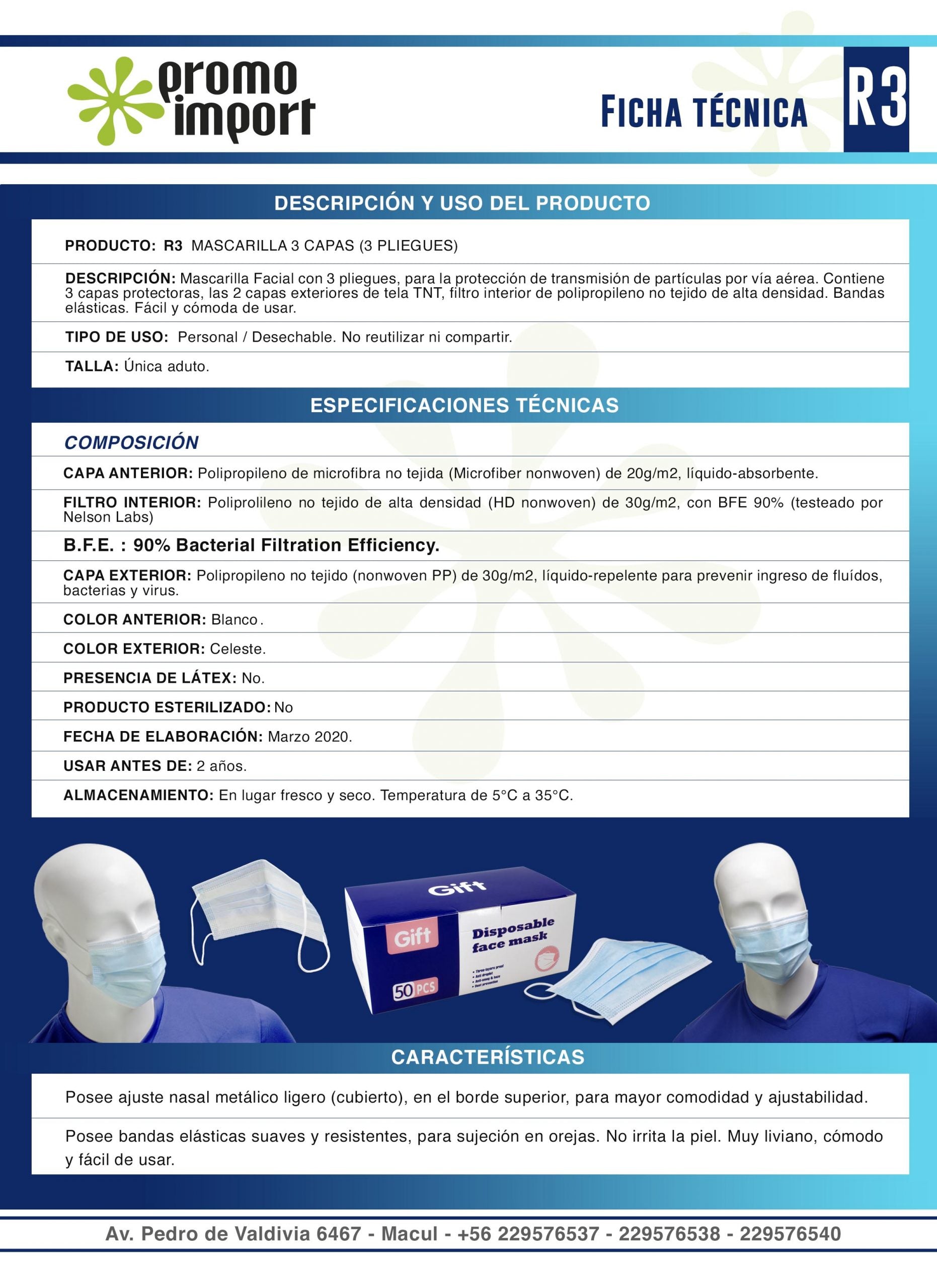 CAJA de 50 mascarillas de 3 capas Nomédica  BFE 90 (5)
