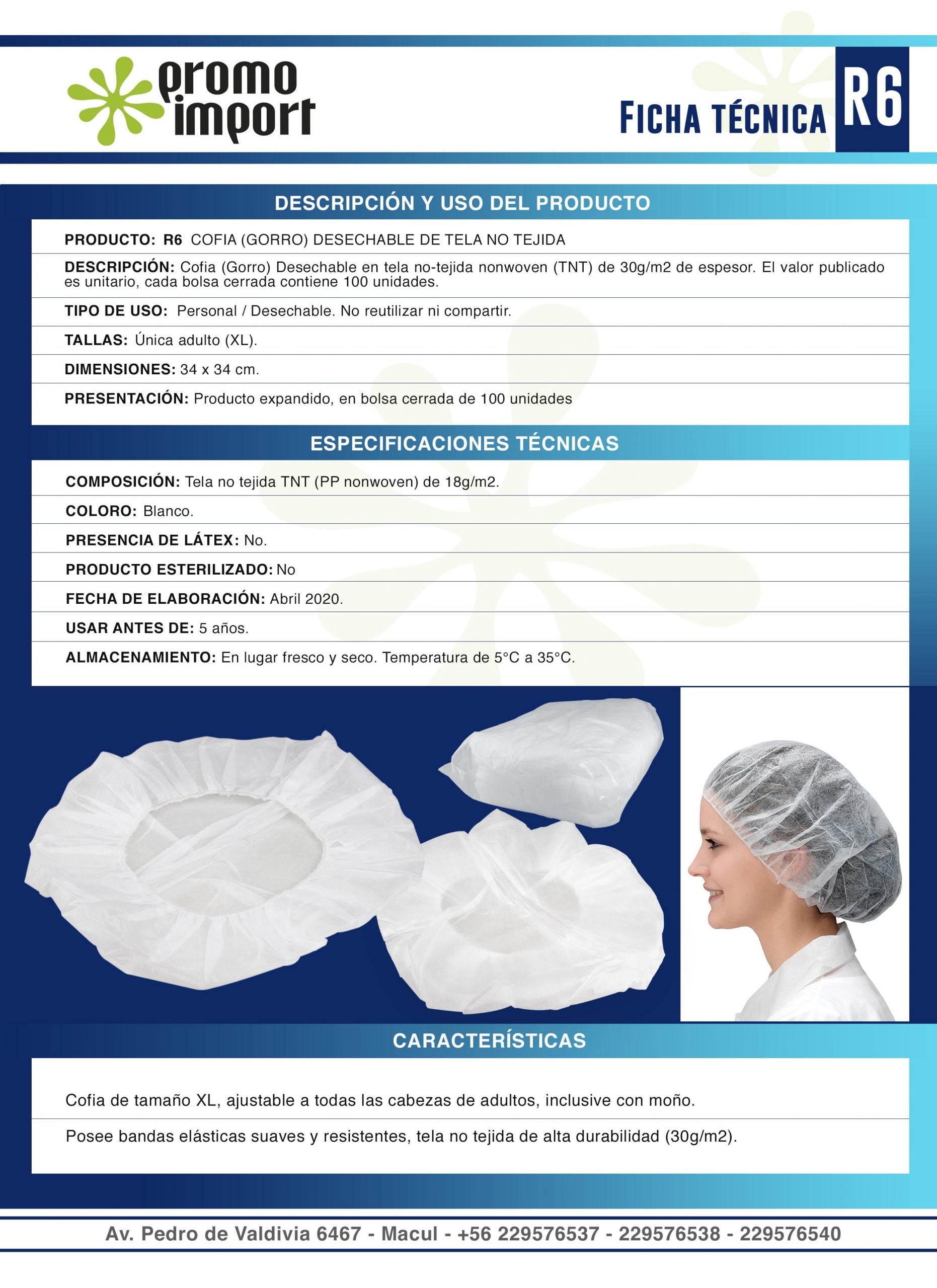 Set de 100 Cofias Gorros Desechables 30gm2 (7)