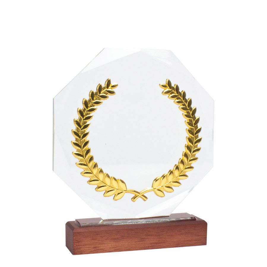 Trofeo Galvano de Madera Cristal y Acero Phelps
