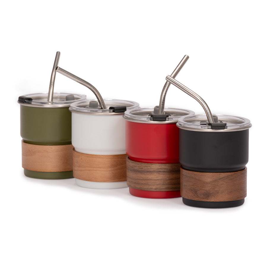 Vaso Térmico metálico CAMP 300cc con Bombilla y Grip de Madera (7)