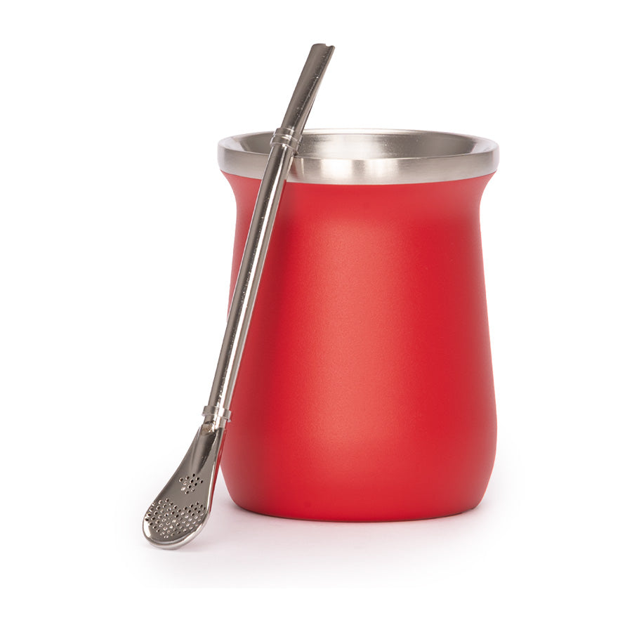 Vaso Térmico metálico MATE 300ml con Bombilla (6)