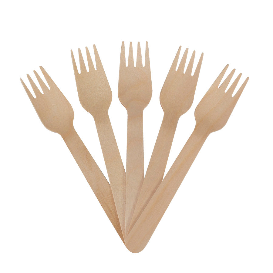 Bolsa con 100 tenedores de madera de Abedul (3)