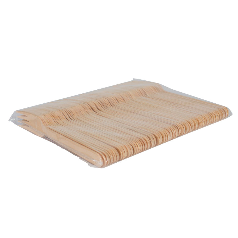 Bolsa con 100 tenedores de madera de Abedul (4)