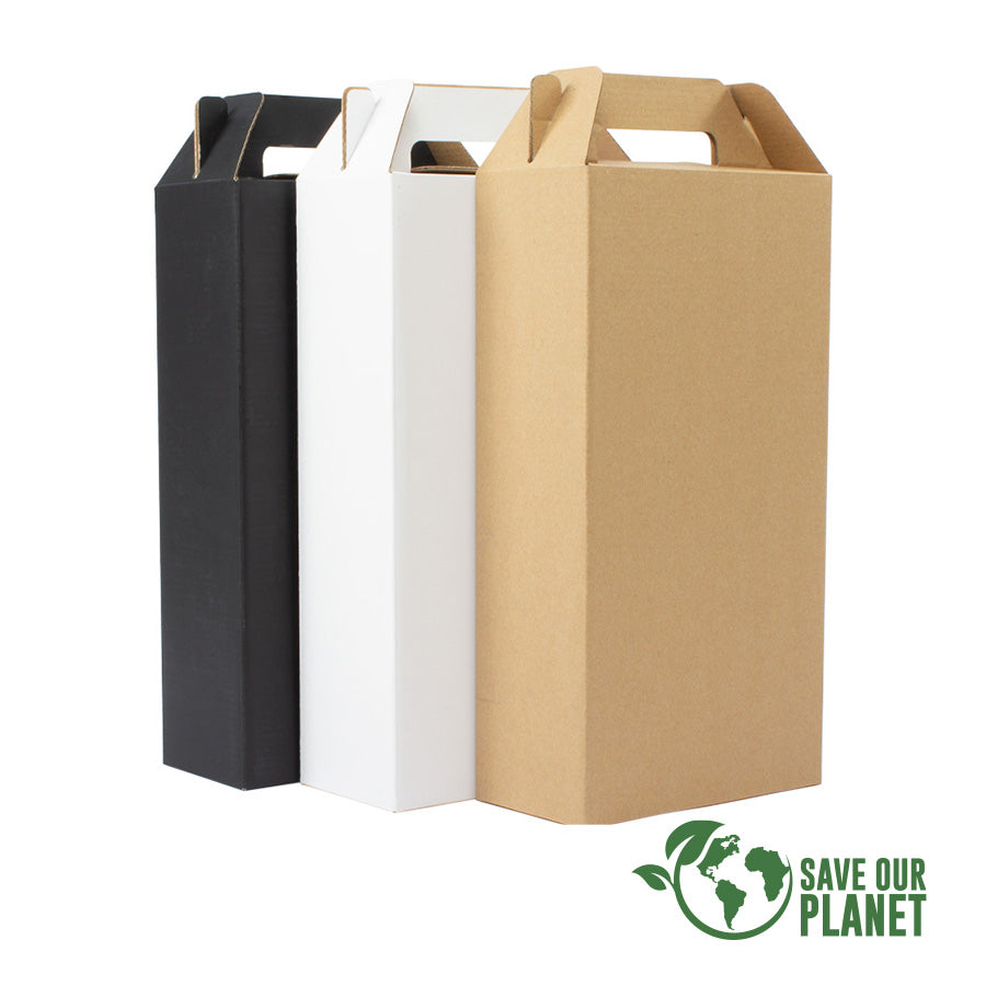 Caja autoarmable con asas para 2 botellas de Vino