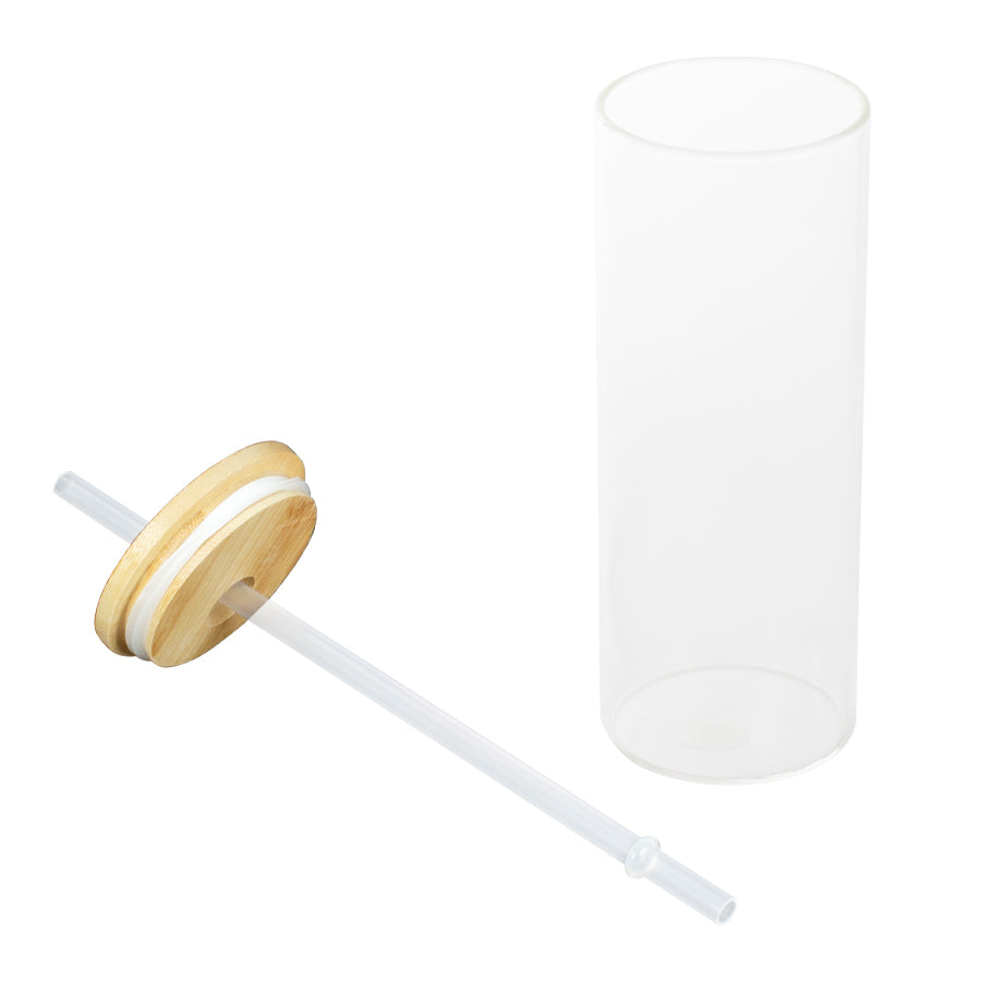 Botella Vidrio Borosilicato Sublimación tapa Bamboo 500cc (14)