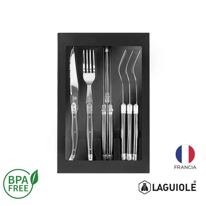 Set de 8 Cubiertos Laguiole / Negro / Negro
